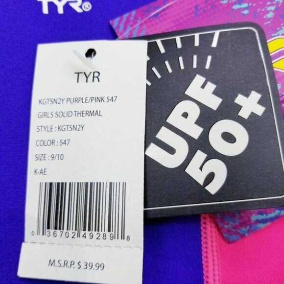 TYR Girls Solid Colorblock Thermal Swimsuit - Size 9/10 - NWT - Picture 5 of 6